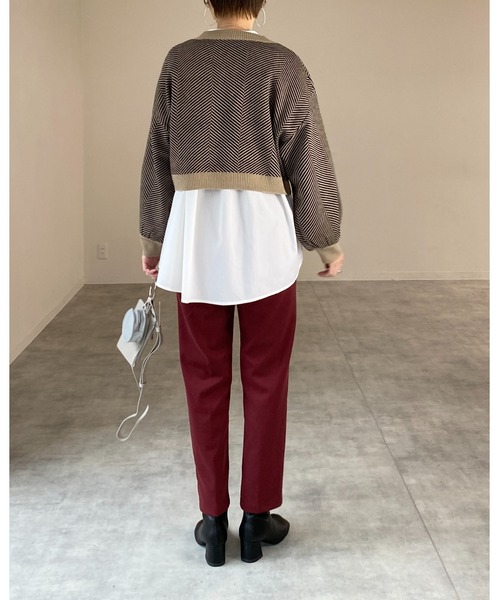 She's Closet(シーズクローゼット)の「ウールライクセンターシームラインあったかテーパードパンツ(その他パンツ・レディース・アイボリー/ブラウン/グレイッシュベージュ/カーキ/ボルドー/ダークブルー/スモークピンク/キャメル/ベージュ系その他/ブラック・FREE)」の18枚目の写真