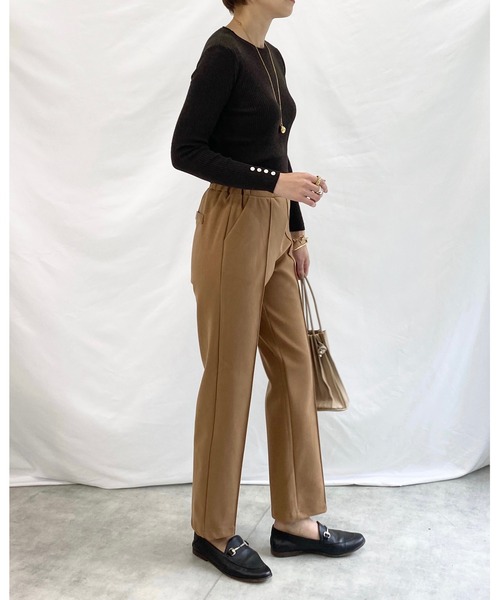 She's Closet(シーズクローゼット)の「ウールライクセンターシームラインあったかテーパードパンツ(その他パンツ・レディース・アイボリー/ブラウン/グレイッシュベージュ/カーキ/ボルドー/ダークブルー/スモークピンク/キャメル/ベージュ系その他/ブラック・FREE)」の19枚目の写真