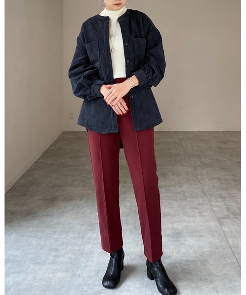 She's Closet(シーズクローゼット)の「ウールライクセンターシームラインあったかテーパードパンツ(その他パンツ・レディース・アイボリー/ブラウン/グレイッシュベージュ/カーキ/ボルドー/ダークブルー/スモークピンク/キャメル/ベージュ系その他/ブラック・FREE)」の22枚目の写真
