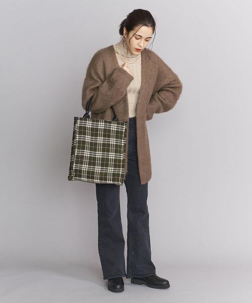 BEAUTY&YOUTH UNITED ARROWS（ビューティーアンドユースユナイテッドアローズ）の「BY チェック スクエア トートバッグ（トートバッグ・レディース・ダークブラウン/オリーブ・FREE）」の2枚目の写真