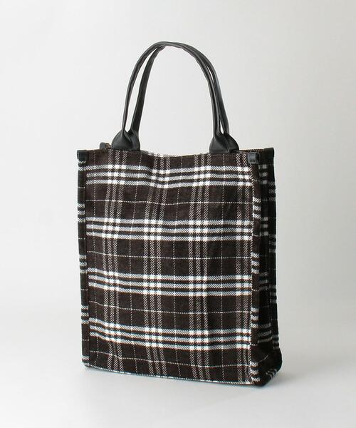 BEAUTY&YOUTH UNITED ARROWS（ビューティーアンドユースユナイテッドアローズ）の「BY チェック スクエア トートバッグ（トートバッグ・レディース・ダークブラウン/オリーブ・FREE）」の6枚目の写真