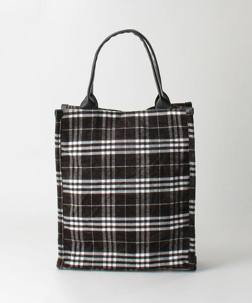 BEAUTY&YOUTH UNITED ARROWS（ビューティーアンドユースユナイテッドアローズ）の「BY チェック スクエア トートバッグ（トートバッグ・レディース・ダークブラウン/オリーブ・FREE）」の5枚目の写真