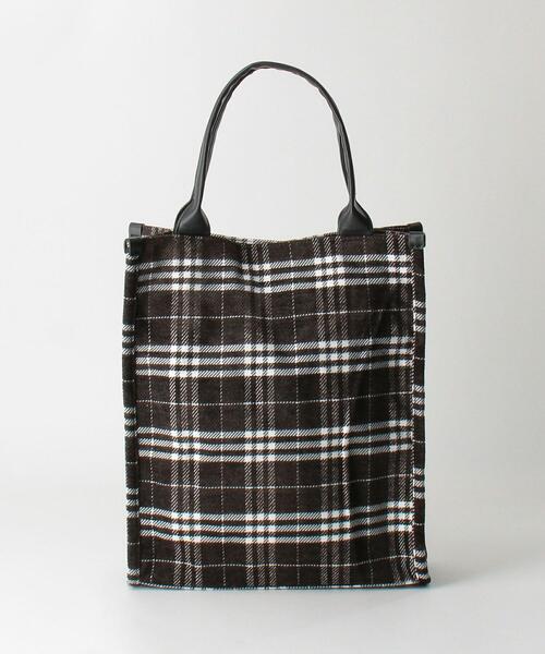 BEAUTY&YOUTH UNITED ARROWS（ビューティーアンドユースユナイテッドアローズ）の「BY チェック スクエア トートバッグ（トートバッグ・レディース・ダークブラウン/オリーブ・FREE）」の9枚目の写真