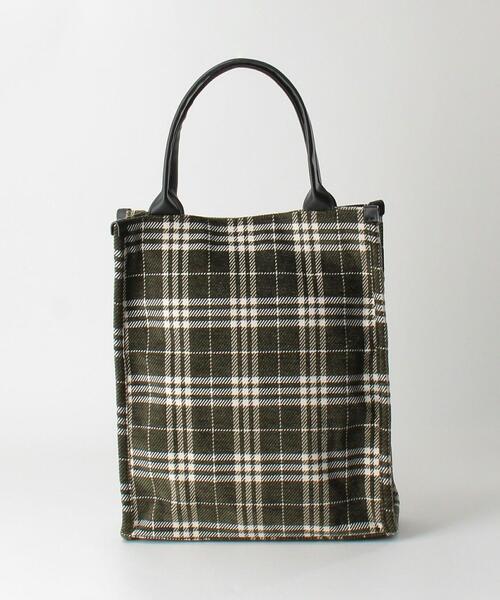 BEAUTY&YOUTH UNITED ARROWS（ビューティーアンドユースユナイテッドアローズ）の「BY チェック スクエア トートバッグ（トートバッグ・レディース・ダークブラウン/オリーブ・FREE）」の12枚目の写真