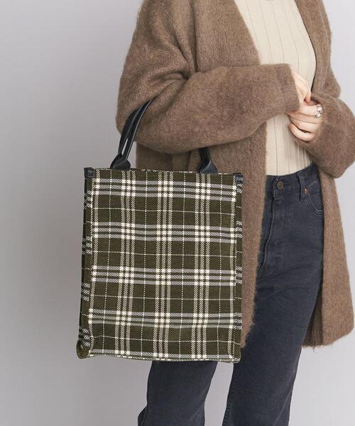 BEAUTY&YOUTH UNITED ARROWS（ビューティーアンドユースユナイテッドアローズ）の「BY チェック スクエア トートバッグ（トートバッグ・レディース・ダークブラウン/オリーブ・FREE）」の10枚目の写真