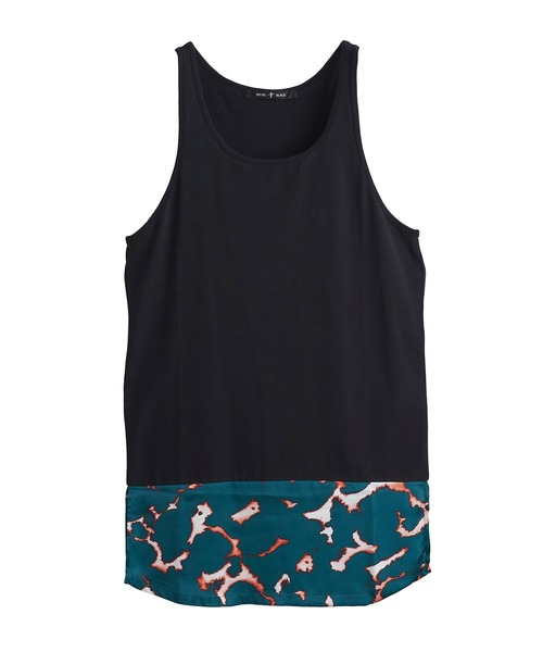 NO ID.（ノーアイディ）の「【NO ID.】Switching Hemline Long Tank Top / スイッチング ヘムライン ロング タンクトップ（タンクトップ・メンズ・ブラック/レッド/グリーン/マスタード・ONE SIZE）」の8枚目の写真
