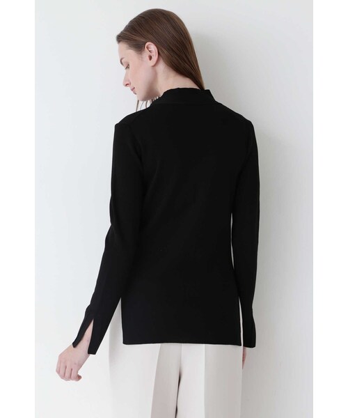 美品●ボッシュ BOSCH ドライアセテートボウタイニット ／黒ブラウス 美品○ボッシュ BOSCH ドライアセテートボウタイニット ／黒ブラウス