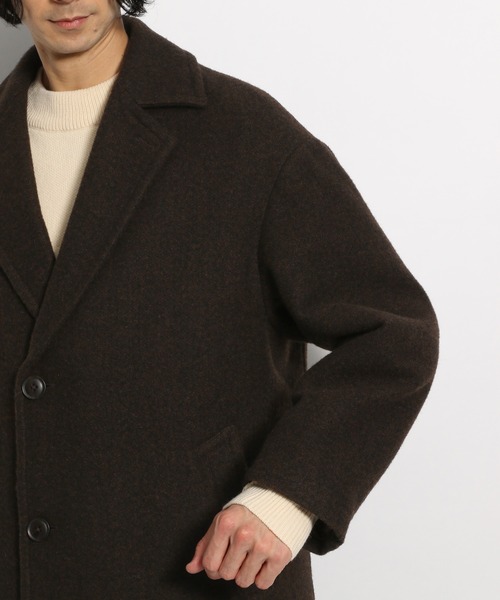 niko and...（ニコアンド）の「PEネップ起毛コート（チェスターコート・メンズ・ブラウン/ライトブラウン/ダークグレー/スモーク・MEDIUM/LARGE）」の18枚目の写真