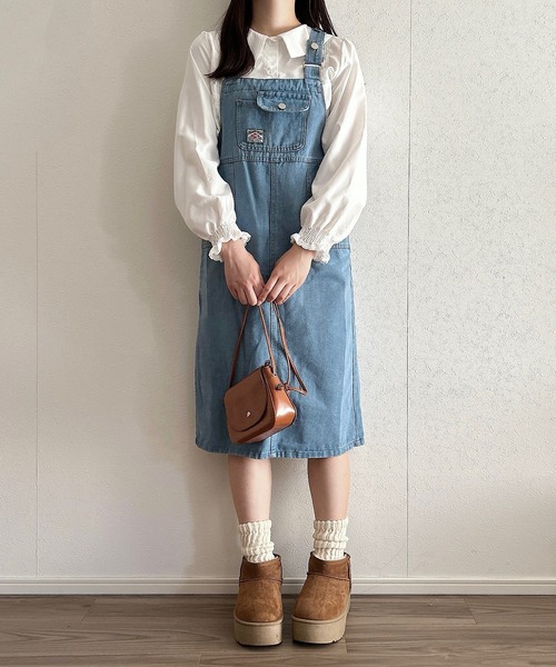 Cham.(チャム)の「サロペットスカート(サロペット/オーバーオール・レディース・ブラウン/グリーン/ブラック/ベージュ/ブルー・FREE)」の5枚目の写真