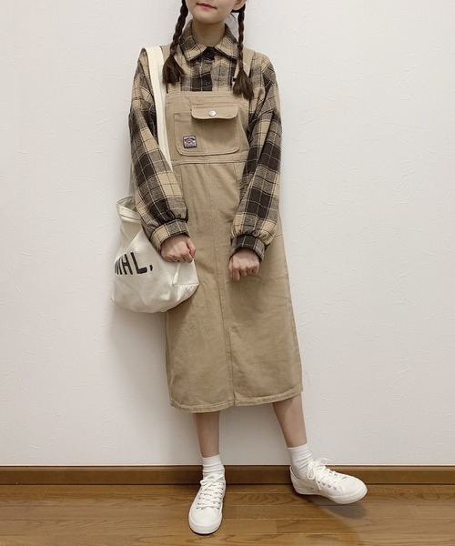 Cham.(チャム)の「サロペットスカート(サロペット/オーバーオール・レディース・ブラウン/グリーン/ブラック/ベージュ/ブルー・FREE)」の12枚目の写真