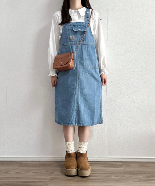 Cham.(チャム)の「サロペットスカート(サロペット/オーバーオール・レディース・ブラウン/グリーン/ブラック/ベージュ/ブルー・FREE)」の7枚目の写真