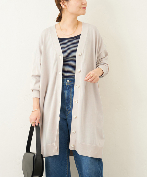 JOURNAL STANDARD（ジャーナルスタンダード）の「CRAFTロングカーデ◆（カーディガン/ボレロ・レディース・ブラック/ナチュラル・FREE）」の2枚目の写真