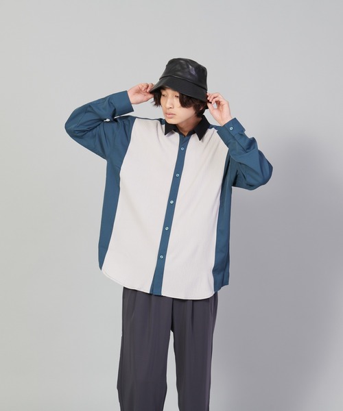 UNIIT（ユニット）の「【UNIIT／ユニット】カットプリーツスイッチルーズシャツ　ビッグシルエット（シャツ/ブラウス・メンズ・チャコールグレー/ブルー/ベージュ・SMALL/MEDIUM/LARGE）」の3枚目の写真