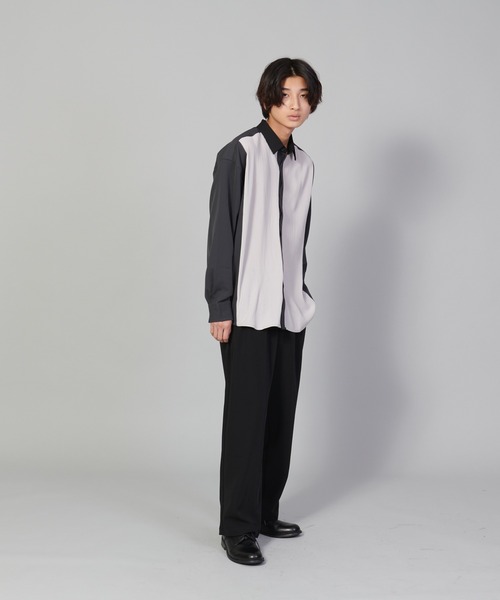 UNIIT（ユニット）の「【UNIIT／ユニット】カットプリーツスイッチルーズシャツ　ビッグシルエット（シャツ/ブラウス・メンズ・チャコールグレー/ブルー/ベージュ・SMALL/MEDIUM/LARGE）」の8枚目の写真