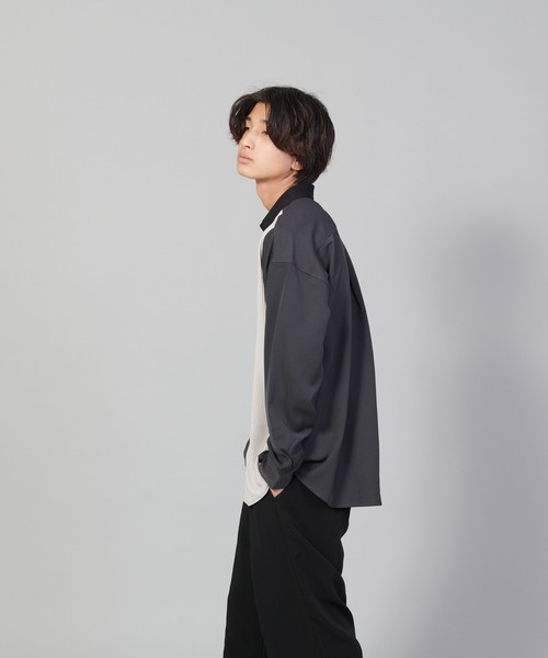 UNIIT（ユニット）の「【UNIIT／ユニット】カットプリーツスイッチルーズシャツ　ビッグシルエット（シャツ/ブラウス・メンズ・チャコールグレー/ブルー/ベージュ・SMALL/MEDIUM/LARGE）」の11枚目の写真