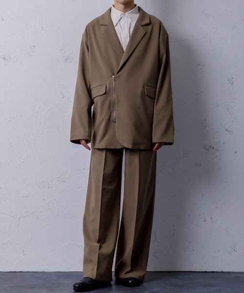 Adoon plain(アドーンプレーン)の「【Adoon plain】ジップダブルジャケット(セットアップ着用可!)(テーラードジャケット・メンズ・ブラック/ブラウン/グレー・MEDIUM/LARGE)」の12枚目の写真