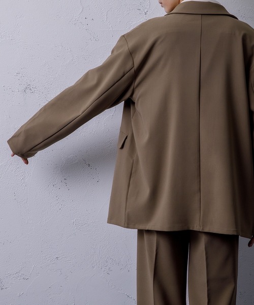 Adoon plain(アドーンプレーン)の「【Adoon plain】ジップダブルジャケット(セットアップ着用可!)(テーラードジャケット・メンズ・ブラック/ブラウン/グレー・MEDIUM/LARGE)」の22枚目の写真