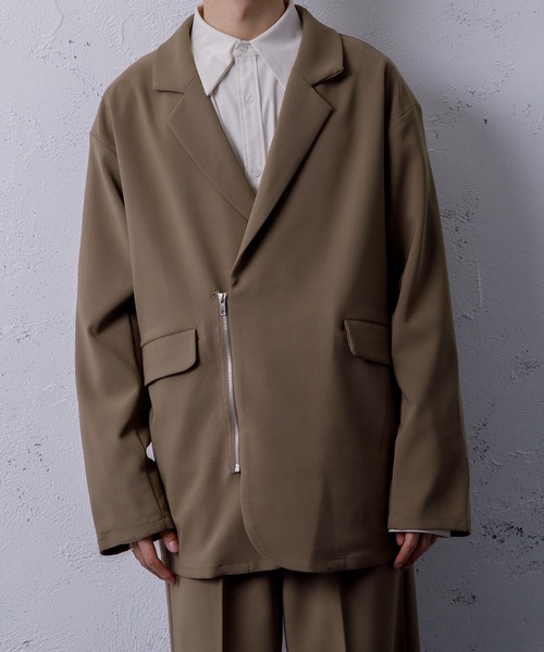 Adoon plain(アドーンプレーン)の「【Adoon plain】ジップダブルジャケット(セットアップ着用可!)(テーラードジャケット・メンズ・ブラック/ブラウン/グレー・MEDIUM/LARGE)」の17枚目の写真