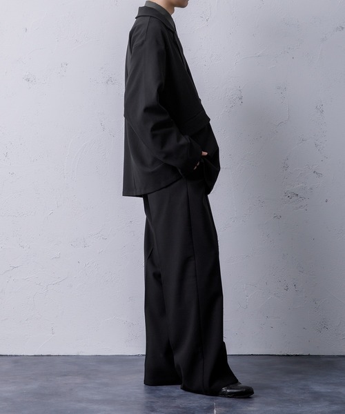 Adoon plain(アドーンプレーン)の「【Adoon plain】ジップダブルジャケット(セットアップ着用可!)(テーラードジャケット・メンズ・ブラック/ブラウン/グレー・MEDIUM/LARGE)」の8枚目の写真