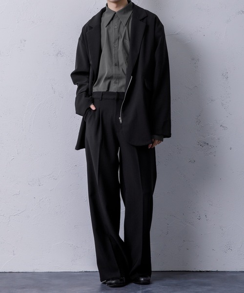 Adoon plain(アドーンプレーン)の「【Adoon plain】ジップダブルジャケット(セットアップ着用可!)(テーラードジャケット・メンズ・ブラック/ブラウン/グレー・MEDIUM/LARGE)」の5枚目の写真