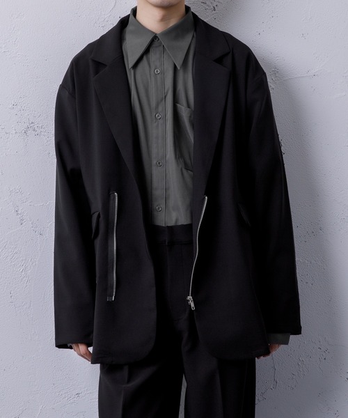 Adoon plain(アドーンプレーン)の「【Adoon plain】ジップダブルジャケット(セットアップ着用可!)(テーラードジャケット・メンズ・ブラック/ブラウン/グレー・MEDIUM/LARGE)」の9枚目の写真