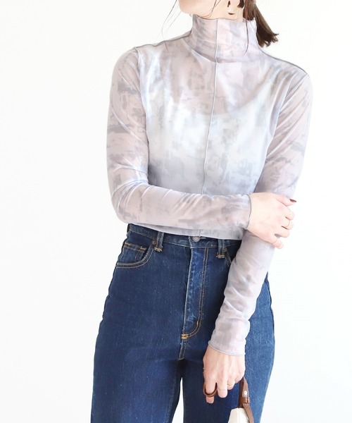 reca(レカ)の「シアープリントアウトシームボトルネックプルオーバー(Tシャツ/カットソー・レディース・グレー/イエロー・M)」の5枚目の写真