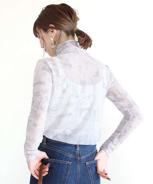 reca(レカ)の「シアープリントアウトシームボトルネックプルオーバー(Tシャツ/カットソー・レディース・グレー/イエロー・M)」の6枚目の写真