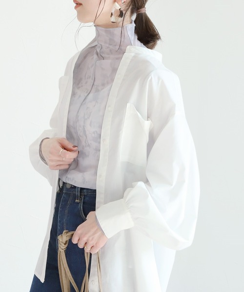 reca(レカ)の「シアープリントアウトシームボトルネックプルオーバー(Tシャツ/カットソー・レディース・グレー/イエロー・M)」の8枚目の写真
