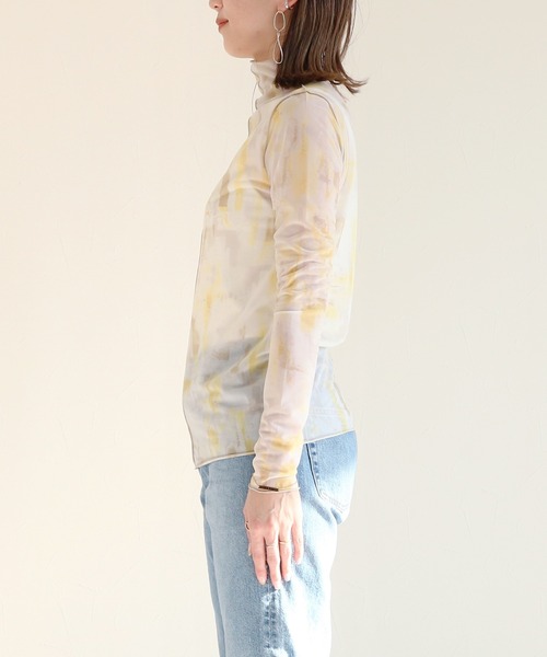 reca(レカ)の「シアープリントアウトシームボトルネックプルオーバー(Tシャツ/カットソー・レディース・グレー/イエロー・M)」の13枚目の写真