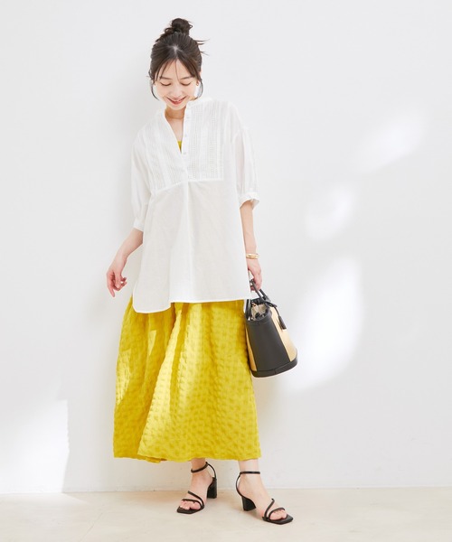 vis-`a-vis(ビサビ)の「【WEB限定】【追加生産】ピンタック&レースで主役級。コットンチュニック(シャツ/ブラウス・レディース・ピンク/ブラック/ブルー系その他4/ライトグリーン/ホワイト・FREE)」の18枚目の写真