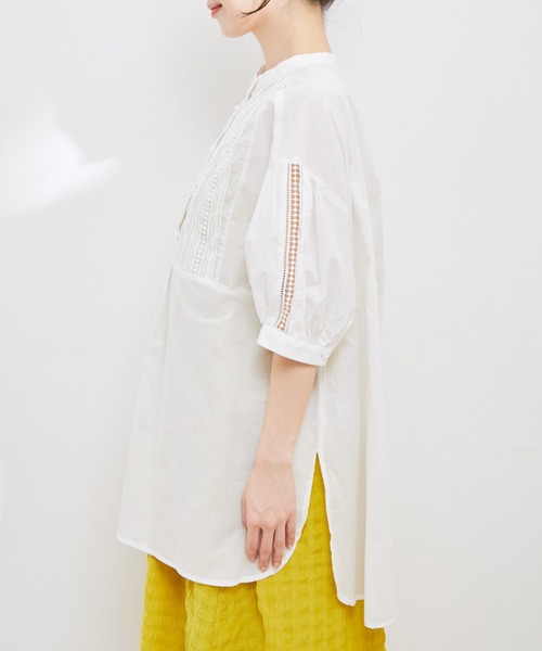 vis-`a-vis(ビサビ)の「【WEB限定】【追加生産】ピンタック&レースで主役級。コットンチュニック(シャツ/ブラウス・レディース・ピンク/ブラック/ブルー系その他4/ライトグリーン/ホワイト・FREE)」の21枚目の写真