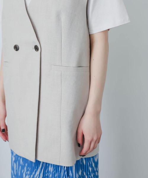 SENSE OF PLACE by URBAN RESEARCH(センスオブプレイスバイアーバンリサーチ)の「リネンライクフレンチスリーブノーカラージレ(その他アウター・レディース・ブラック/ライトベージュ・ONE)」の10枚目の写真