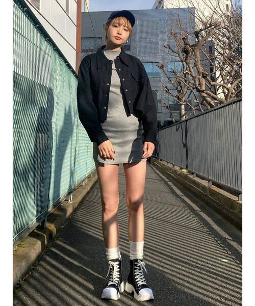 EMODA（エモダ）の「オーバークロップシャツジャケット（ブルゾン・レディース・ホワイト/ブラック/ブルー/その他・FREE）」の14枚目の写真