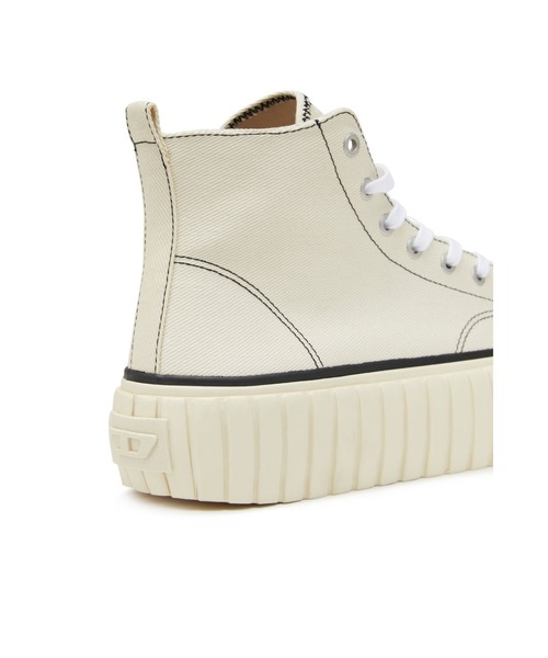 DIESEL(ディーゼル)の「レディース デニムキャンバス プラットフォーム ミドルカットスニーカー(スニーカー・レディース・ブラック/カーキ/ホワイト/ピンク・36/37/38/35/39)」の11枚目の写真