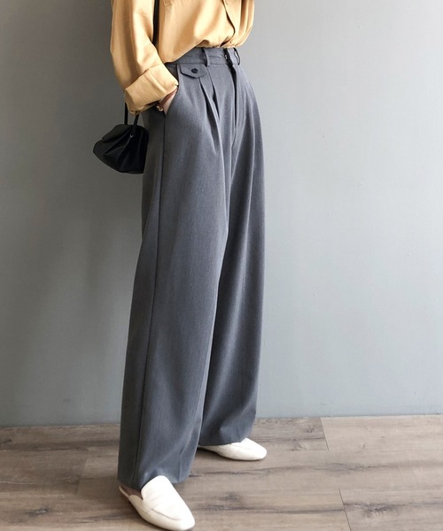 by muni:r（バイ ムニール）の「ピンタックポケットポイントワイドスラックス（スラックス・レディース・ブラック/グレー・SMALL/MEDIUM）」の3枚目の写真