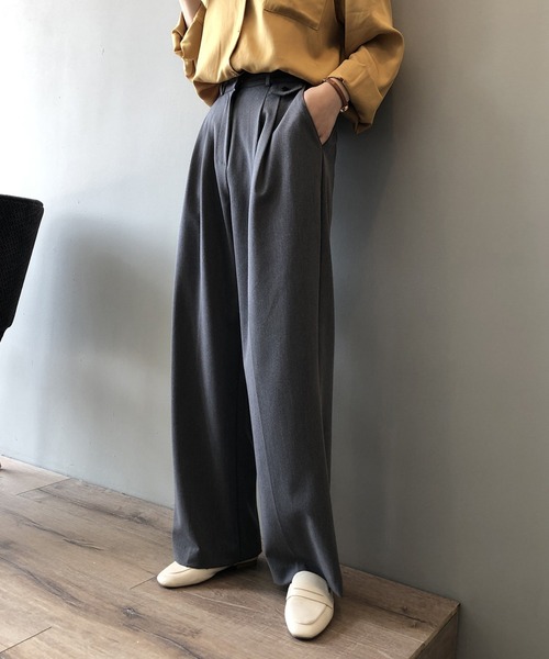 by muni:r（バイ ムニール）の「ピンタックポケットポイントワイドスラックス（スラックス・レディース・ブラック/グレー・SMALL/MEDIUM）」の8枚目の写真