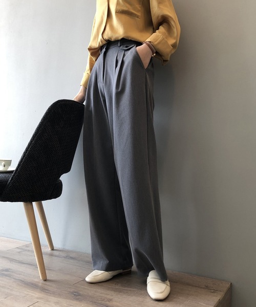 by muni:r（バイ ムニール）の「ピンタックポケットポイントワイドスラックス（スラックス・レディース・ブラック/グレー・SMALL/MEDIUM）」の9枚目の写真