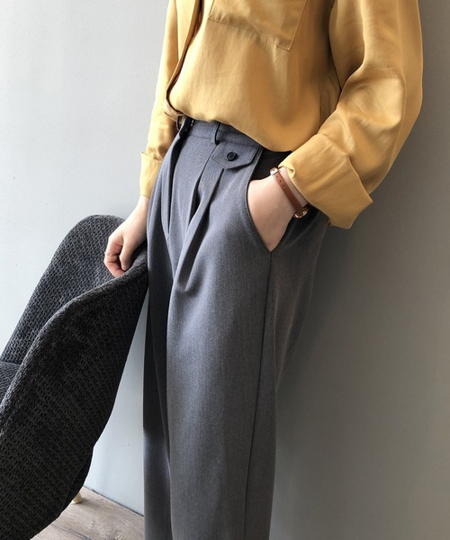 by muni:r（バイ ムニール）の「ピンタックポケットポイントワイドスラックス（スラックス・レディース・ブラック/グレー・SMALL/MEDIUM）」の10枚目の写真