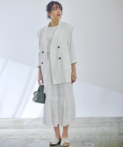 KOBE LETTUCE（コウベレタス）の「ストレッチリネンジャケット（その他アウター・レディース・ベージュ/ネイビー/ブラウン/オフホワイト・FREE）」の7枚目の写真