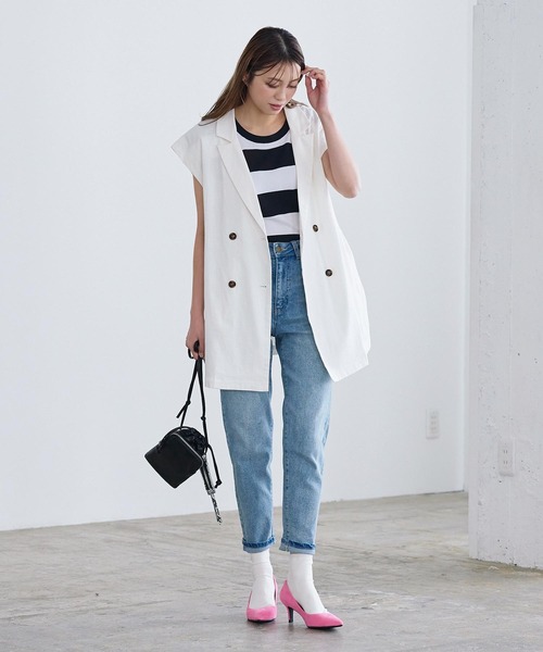 KOBE LETTUCE（コウベレタス）の「ストレッチリネンジャケット（その他アウター・レディース・ベージュ/ネイビー/ブラウン/オフホワイト・FREE）」の9枚目の写真