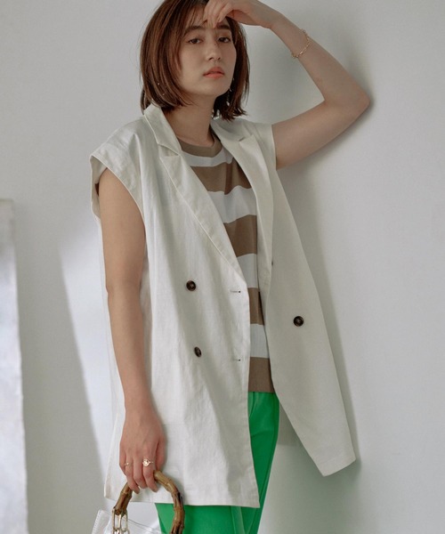 KOBE LETTUCE（コウベレタス）の「ストレッチリネンジャケット（その他アウター・レディース・ベージュ/ネイビー/ブラウン/オフホワイト・FREE）」の10枚目の写真