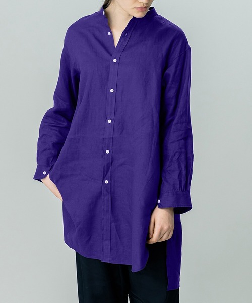 ORCIVAL(オーシバル)の「ORCIVAL | リネン バンドカラーシャツ WOMEN(シャツ/ブラウス・レディース・ラベンダー/ブルー/サックスブルー/ピンク・1)」の3枚目の写真
