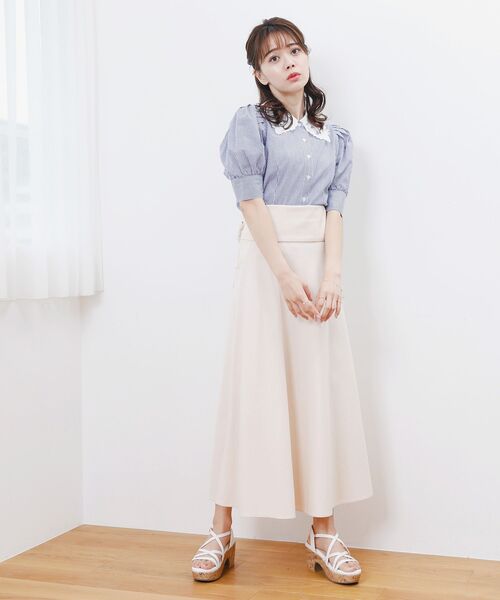 MAJESTIC LEGON(マジェスティックレゴン)の「☆レースカラーパフ袖ブラウス(シャツ/ブラウス・レディース・オフホワイト/ブルー系その他2/ブラック・MEDIUM)」の6枚目の写真