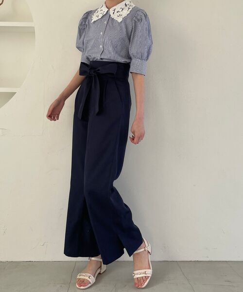 MAJESTIC LEGON(マジェスティックレゴン)の「☆レースカラーパフ袖ブラウス(シャツ/ブラウス・レディース・オフホワイト/ブルー系その他2/ブラック・MEDIUM)」の14枚目の写真