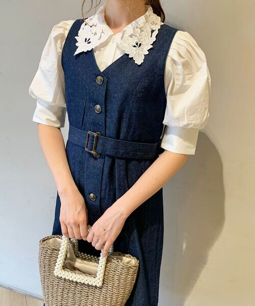 MAJESTIC LEGON(マジェスティックレゴン)の「☆レースカラーパフ袖ブラウス(シャツ/ブラウス・レディース・オフホワイト/ブルー系その他2/ブラック・MEDIUM)」の20枚目の写真