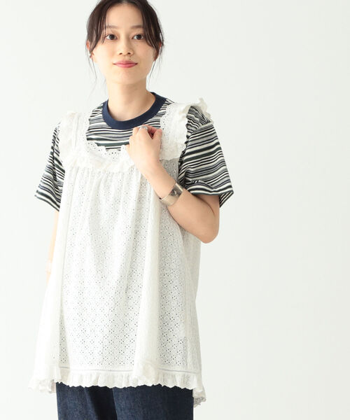 BEAMS BOY（ビームスボーイ）の「BEAMS BOY / カットワーク ノースリーブ ブラウス（タンクトップ・レディース・ホワイト/ブラック・FREE）」の21枚目の写真