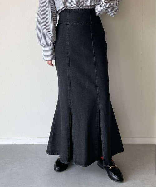 y/m by misato（イムバイミサト）の「デニムマーメイドスカート（スカート・レディース・ブラック/ブルー・FREE）」の2枚目の写真