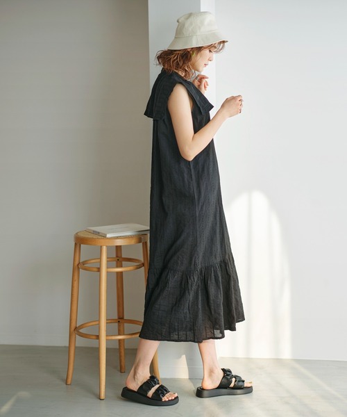 GeeRA(ジーラ)の「コットンセーラーカラーワンピース(ワンピース・レディース・ブラック/キャメル・MEDIUM/LARGE/X-LARGE)」の7枚目の写真