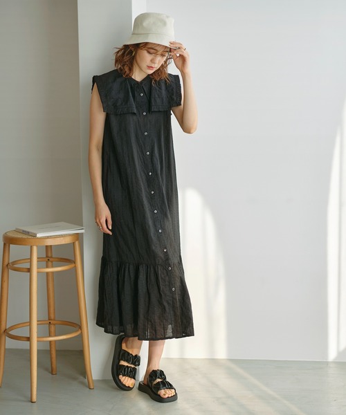 GeeRA(ジーラ)の「コットンセーラーカラーワンピース(ワンピース・レディース・ブラック/キャメル・MEDIUM/LARGE/X-LARGE)」の5枚目の写真