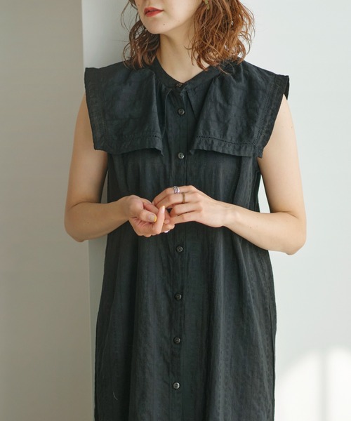 GeeRA(ジーラ)の「コットンセーラーカラーワンピース(ワンピース・レディース・ブラック/キャメル・MEDIUM/LARGE/X-LARGE)」の4枚目の写真